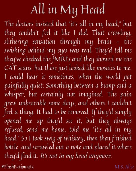 Flash Fiction Stories, All In My Head, Cat Scan, Canvas Learning, Fiction Stories, Flash Fiction, In My Head, Short Story, Writing Skills