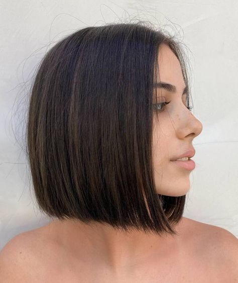 Neck-Length Classic Bob Neck Length Hair, Classic Bob Haircut, Angled Bobs, Angled Bob Haircuts, Dunner Wordend Haar, Haircut Images, Stacked Bob Haircut, Bob Haircut With Bangs, Angled Bob