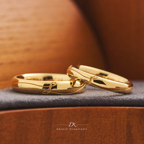 Today we take a look at a pair of simple gold wedding bands crafted for our couple. Simple yet very significant for the both of them. Golden Wedding Rings Couple, Couple Bands Rings Gold, Couple Gold Rings Engagement, Couple Wedding Rings Gold, Couple Ring Designs Gold, Couple Rings Wedding Gold, Couple Rings Gold, Wedding Rings Sets His And Hers, Couple Bands