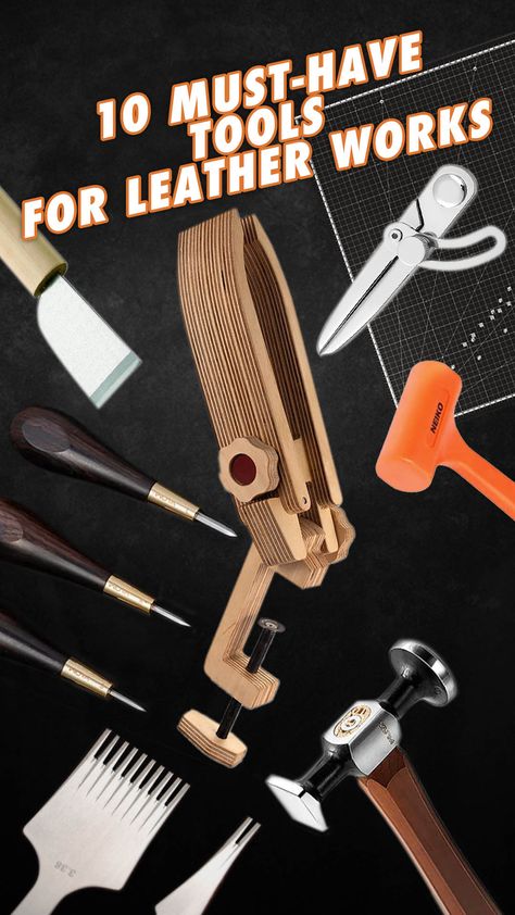 The only tools you need to start to work with leather Diy Leather Tools, Leather Working Projects, Leatherworking Tools, Leather Working Tools, Leather Tools, Leather Craft Projects, Leather Crafting, The Flood, Leather Craft Tools