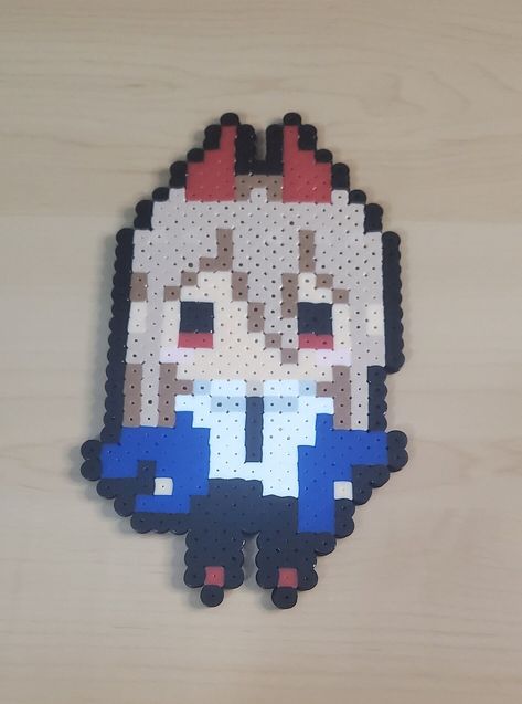 Chainsawman Perler Beads, Perler Bead Ideas Anime, Perler Beads Danganronpa, Fruits Basket Perler Beads, Anime Melty Beads, Anime Pearl Beads, Bsd Perler Beads, Perler Bead Anime Patterns, Perlerbeads Anime