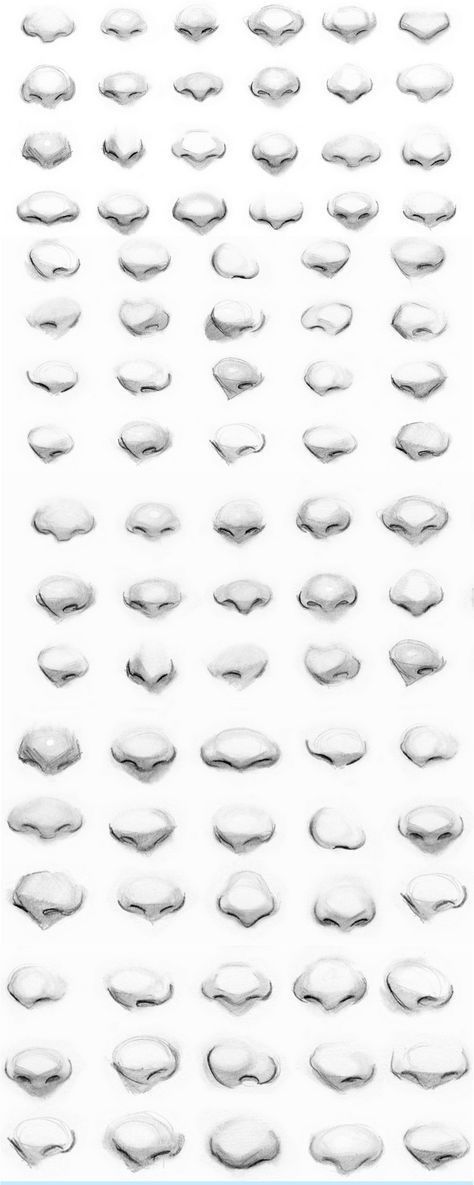 How to draw cute noses in a very minimalistic way. Draw Noses, Portrait Au Crayon, Pencil Drawing Tutorials, Drawing Eyes, Nose Drawing, 얼굴 그리기, Drawing Faces, Sketches Tutorial, Sketchbook Pages