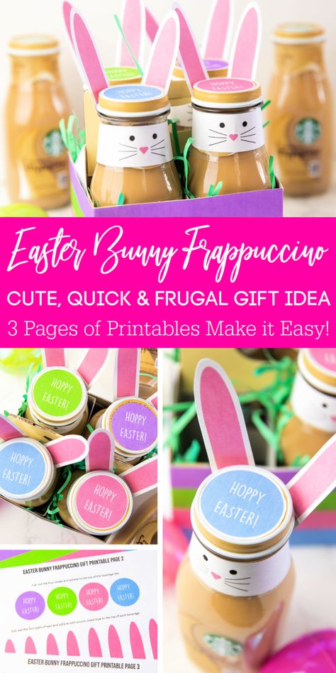 Printable Easter Bunny Frappuccino Gift Teacher Easter Gifts Diy, Staff Easter Gifts, Easter Appreciation Ideas, Easter Staff Appreciation Ideas, Easter Office Treats Gift Ideas, Easter Goodie Bags For Preschool, Easter Gift For Neighbor, Easter Present For Teacher, Daycare Teacher Easter Gifts