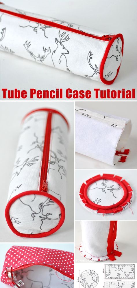 Piped Tube Pencil Case Tutorial Boxy Pencil Case Pattern, How To Make Pencil Pouch, Pencil Case Diy Tutorial, Diy Pencil Pouch, Pen Case Diy, Pencil Case Diy, Upcycled Product, Pencil Pouch Diy, Pencil Case Tutorial