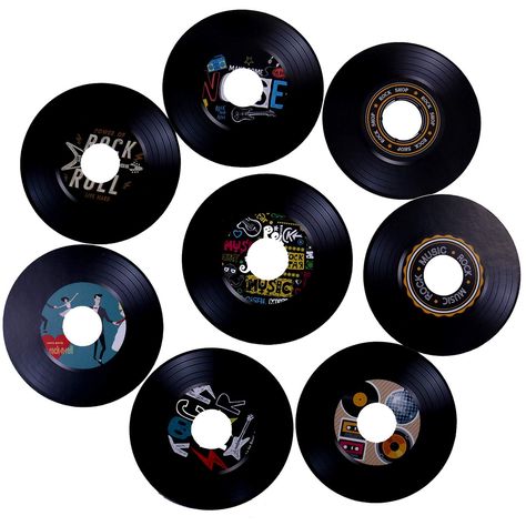 PRICES MAY VARY. Package Includes : You will receive 40 pieces of vinyl record decorations in 8 different styles, each 7 inches in diameter. It is cut from cardboard and is suitable for various music-themed parties and home decor. Reusable Material : All rock and roll music party decorations are made of quality paper. They are thick enough and will not be easily deformed or damaged. It is suitable for sticking to the wall or hanging in the house. Vintage Design : These 1950's music theme record Classic Rock Theme Party, Music Decor Diy, Record Decor, Record Decorations, Music Party Decorations, Musical Elements, Homecoming 2024, Cafe Music, 1950s Rock And Roll