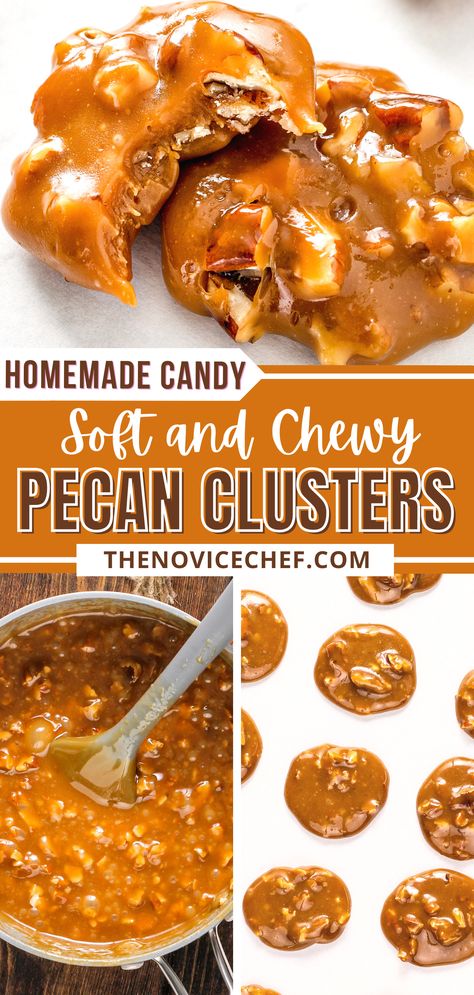 Candied Pecan Topping, Essen, Chewy Pecan Pralines Caramel, Oklahoma Sooner Nut Candy, Pecan Chewies Recipe, Pecan Candy Recipe, Pecan Candies, Candy Hacks, Pecan Clusters