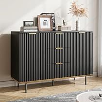 Fluted Sideboard, Elegant Cabinet, Sideboard Dining Room, Buffets And Sideboards, Buffets & Sideboards, Furniture Storage Cabinets, Black Sideboard, Kitchen Sideboard, Drawer Design