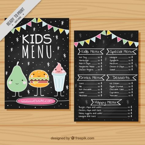 Stall Decorations, Kids Restaurants, Dramatic Play Printables, Menu Stand, Menu Card Design, Chicken And Chips, Printable Menu Template, Nutrition Chart, Paper Art Design