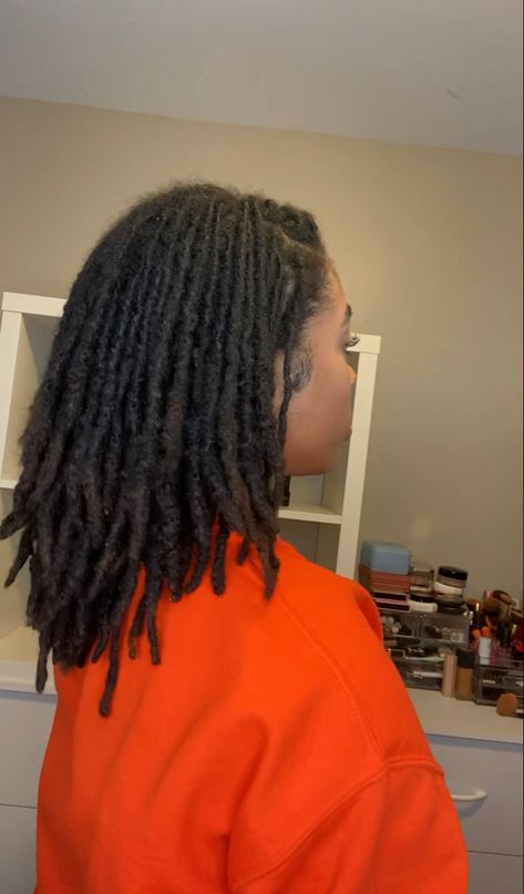 Small Locs On Thick Hair, Starter Locs Styles For Long Hair, Mid Locs Hairstyles, 10 Inch Locs, Medium Thick Locs On Black Women, C Shaped Locs, Locs On Thick Hair, Medium Traditional Locs, 130 Locs