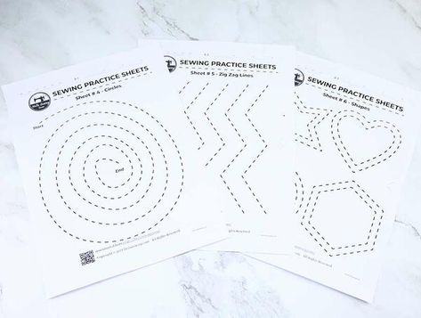 6 Free Sewing Practice Sheets Sewing Worksheets, Sewing Practice Sheets, Sewing On Paper, Sewing Practice, Motion Ideas, Sewing Sleeves, Daily Crafts, Sewing Pins, Kids Quilts