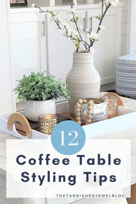 Coffee Table Styling Ideas, Table Styling Ideas, Table Tray Decor, Coffee Table Trays, Coastal Coffee Table, Coffee Table Vignettes, Coffee Table Decor Living Room, Coffee Table Decor Tray, Vignette Styling