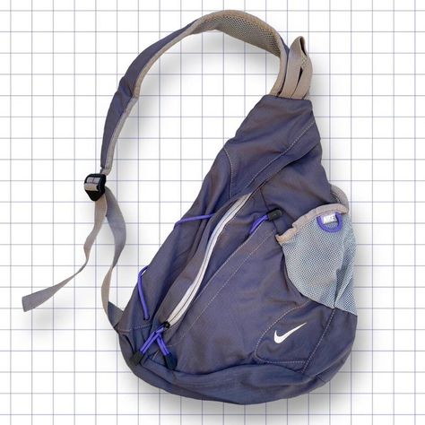 Vintage Nike Y2k Sling Bag Condition - Great... - Depop Y2k Sling Bag, 2000s Backpack, Nike Sling Bag, Sling Bag Aesthetic, Sling Bag Outfit, Vintage Sling Bag, Nike 2000s, Cheap Socks, Everyday Bag Essentials