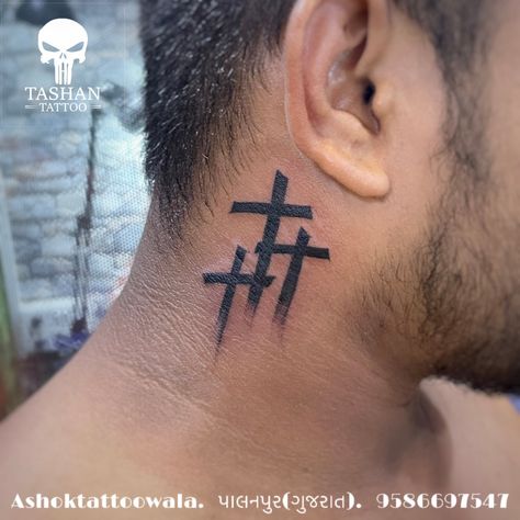 TashanTattoo
AshokTattooWala
S.5.6,Tirupati plaza
Opp. New bus stand
Near gd modi collage
Palanpur (gujrat)
9586697547
9687533310 1996 Neck Tattoo, Simple Neck Tattoos For Guys, Mens Tattoo Neck, 3 Crosses On Neck Tattoo, Red Tattoo Ideas For Men, Small Back Of Neck Tattoo Men, Crosses On Neck Tattoo, Chosen 1 Tattoo Men Neck, Men Small Neck Tattoo