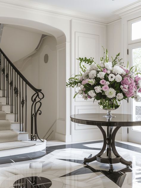 Grand Foyer Ideas: Staircase Wall Decor Grand Foyer Ideas Entryway, Parisian Foyer, Grand Foyer Ideas Entryway Entrance, Grand Entryway Foyers, Foyer Decor Entryway, Classic Interior Design Living Room, Foyer Ideas Entryway, Staircase Wall Decor, Foyer Ideas