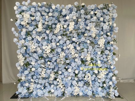 ✿ Our artificial flowers have high-quality silk materials create lifelike flower effects.  We can customize artificial flowers to any color and size you desire.  Please Contact us for more information. ✿   Here are some available sizes: Sample 24x16inch 3ft x 6ft /0.95x1.8m 5ft x 5ft /1.5x1.5m 4ft x 8ft /1.2x2.4m 8ft x 6.6ft /2.4x2.0m 8ft x 8ft /2.4x2.4m 12ft x 8ft /3.7x2.4m ✿Easy installation: The flower wall comes with an easy-to-use hanging system, making it simple to set up and remove as nee Dusty Blue Flower Wall, Dusty Blue Floral Background, Light Blue And Black Wedding Theme, Navy Light Blue Wedding, Wedding Backdrop For Photos, Navy Blue And Light Blue Wedding, Blue Ceremony Flowers, Blue Flower Backdrop, Low Budget Wedding Decorations