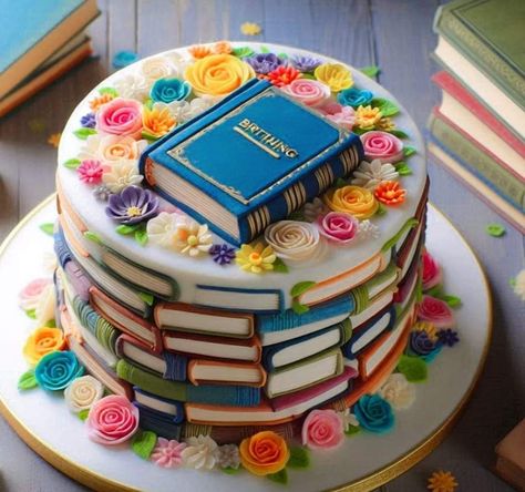 Book Sheet Cake, Librarian Humor, Cake Castle, Jelly Cakes, Book Cakes, Anniversaire Diy, Book Cake, Creative Birthday Cakes, Crazy Cakes