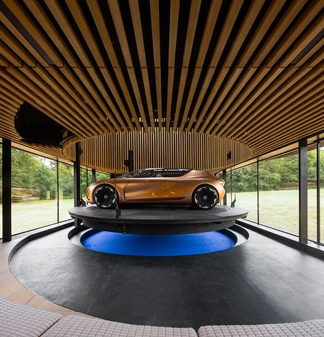 marchi architectes integrates renault symbioz electric car into its 'house 33' Multiple Car Garage, Getting A House, Car Showroom Design, Wooden Cladding, Interior Cladding, Showroom Interior Design, Architecture Magazines, Car Showroom, Showroom Design