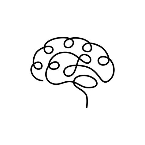 Brain Outline Drawing, Brain Doodle Easy, Cute Brain Drawing, Brain Sketch Simple, Brain Tattoo Ideas, Psychology Icon, Cerebro Dibujo, Psychology Drawing, Mindfulness Logo