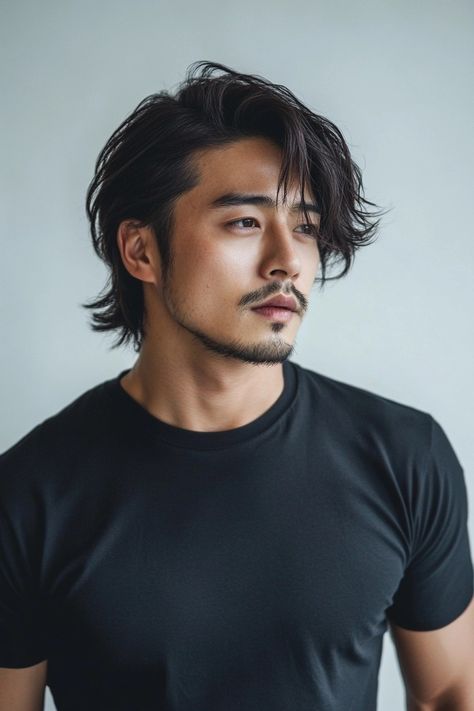 Male Hairstyles Side Part, Asia Men Hairstyle, Straight Black Hair Men, Long Flow Hairstyle Men, Man Bob Haircut For Men, Japanese Long Hair Men, Yakuza Hairstyle, Male Asian Hairstyles, Asian Men Long Hairstyle