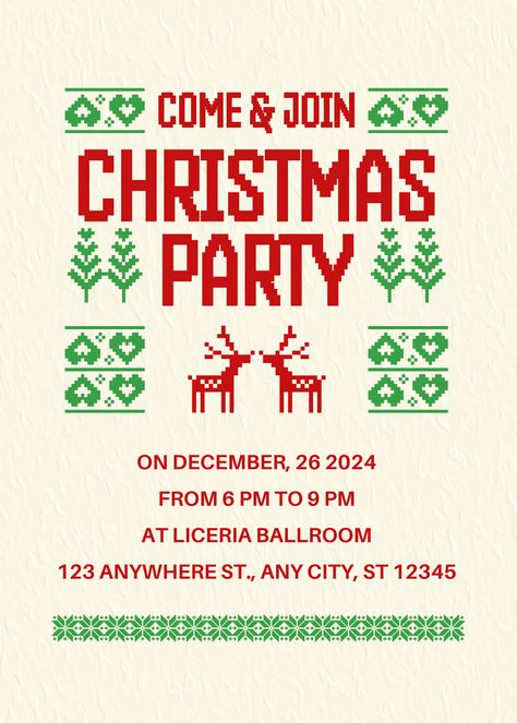 Invite your guests to the ultimate Christmas party with a modern touch! Use our Red and Green Modern Pixel Christmas Party Invitation to send a message that's clear and easy to understand. Make your celebration unforgettable with a design everyone will love! Christmas Thumbnail, Ultimate Christmas Party, Unicorn Backgrounds, Photo Signature, Underground Club, Christmas Party Invitation Template, Christmas Party Invitation, Ultimate Christmas, Christmas Poster