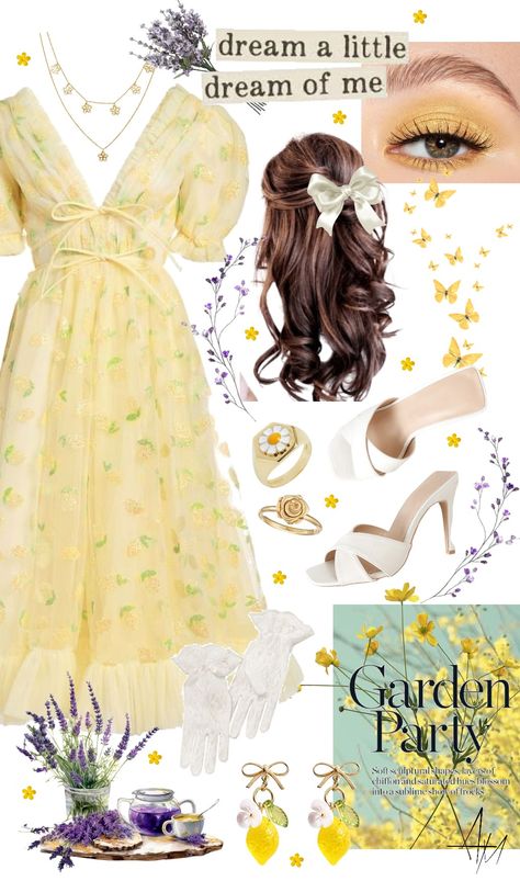 garden party Garden Tea Party Outfits For Women, Tea Party Aesthetic Outfit, Garden Tea Party Outfit, Tea Party Outfits For Women, Garden Theme Party, Tea Party Outfit, Secret Garden Theme, Code Dress, Garden Tea Party