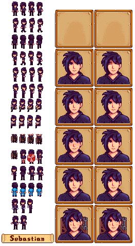 The Spriters Resource - Full Sheet View - Stardew Valley - Sebastian Star Dew Valley Sebastian, Strawdew Valley Sebastian, Stardew Valley Beta Designs, Sebby Stardew Valley, Sebastian Stardew Valley Sprite, Stardew Valley Mods Sebastian, Stardew Valley Character Sheet, Stardew Sebastian Fanart, Sebastian X Male Farmer