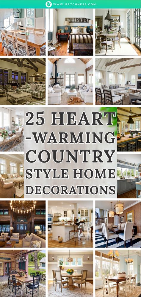 It can be said that country decoration is a decoration style that brings the nature element to the decoration with the touches of pattern and color. That is why, if you want to have such a calming home decoration yet still look fun, then we do recommend the country home decoration. #homedecoration #countrydecoration Sophisticated Country Decor, Farm Homes Country, Country Decorating Ideas For The Home, Country Romance Decor Home, Decorating Farmhouse Style, Romance Decor, Traditional Country Home Decor, Small Loft Apartments, Calming Home