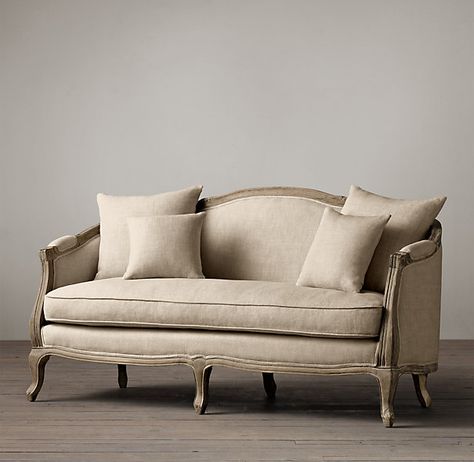 Source:  Restoration Hardware French Furniture Sofa, Furnitur Ruang Keluarga, Rustic Furniture Diy, Muar, French Sofa, Set Sofa, French Chairs, Steel Furniture, French Furniture