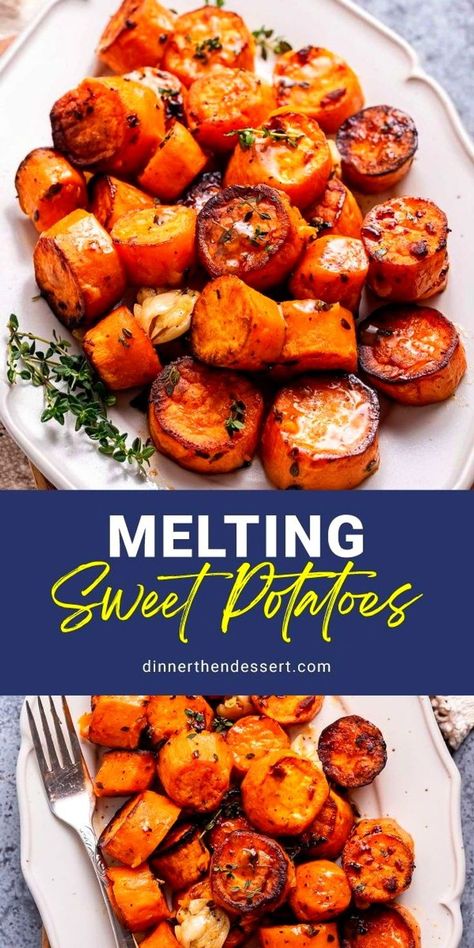 Butter Roasted Sweet Potatoes, Brown Sugar Pecan Melting Sweet Potatoes, Sweet Potato Fingerlings, Sweet Potato Melts, Melting Sweet Potatoes With Maple Pecan Sauce, Cooking With Sweet Potatoes, Melted Sweet Potatoes, Slow Cook Sweet Potatoes, Thanksgiving Recipes Yams