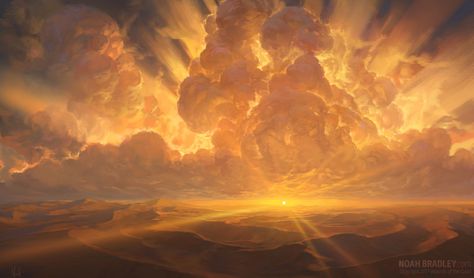 Dawn - Amonkhet MtG Art Noah Bradley, Imaginary Landscapes, 2k Wallpaper, Mtg Art, Cloud Painting, Wizards Of The Coast, Magic Art, 판타지 아트, Black Abstract