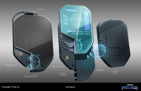 ArtStation - Star Trek: Prodigy Tricorder Design , Ian Galvin Futuristic Technology Concept Art, Zombie Rpg, Star Trek Prodigy, Future Technology Concept, Sci Fi Tech, Future Gadgets, Retro Gadgets, Tactical Gear Loadout, New Technology Gadgets