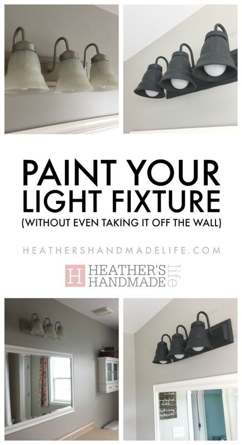 Spray Painting Light Fixtures, Light Fixture Makeover, Painting Light Fixtures, Lighting Makeover, Cozy Bathroom, Painted Vanity, Diy Light Fixtures, Vanity Light Fixtures, Bathroom Light