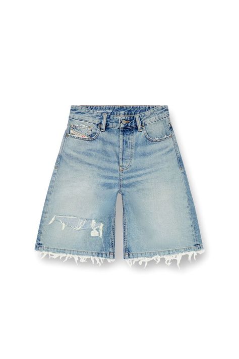 Women's Shorts in ripped and repaired denim | Blue | Diesel Teen Outfits, Women Jean Shorts, 2024 Clothes, Kids Fashion Wear, Diesel Shorts, Long Denim Shorts, Short Jean, Ripped Jean Shorts, Shorts Outfits Women