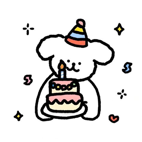 Birthday Wish Drawing, Happy Birthday Cute Sticker, Happy Birthday Icons Aesthetic, Happy Birthday Stickers Aesthetic, Happy Birthday Cartoon Cute, Cute Happy Birthday Doodles, Birthday Letters Aesthetic, Birthday Icons Aesthetic, Happy Bday Aesthetic