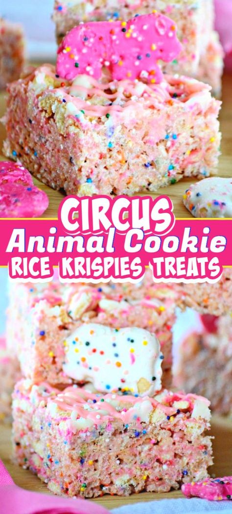 Circus Animal Cookies, Rice Cereal Treats, Circus Animal Cookie, Animal Cookie, Krispie Treats Recipe, Rice Krispies Treats, Krispies Treats, Cereal Treats, Crispy Rice