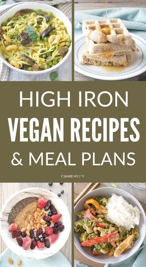 Healthy and easy vegan recipes and meal plans that are high in iron. These meals contain a plant based iron sources but are also great for a healthy diet and weight loss. Check them out and add them to your meal plan this week! Recipes High In Iron, Vegan Iron Sources, Iron Sources, Vegan Iron, Foods With Iron, Iron Recipes, Foods High In Iron, Best Fat Burning Foods, Iron Deficiency