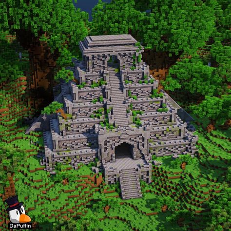 Aztec Minecraft Build, Minecraft Jungle Temple Base, Mayan Minecraft, Minecraft Aztec Builds, Minecraft Aztec Temple, Jungle Build Minecraft, Minecraft Jungle Castle, Minecraft Mega Build Ideas, Jungle Temple Minecraft