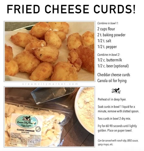 Homemade Cheese Curds, Cheese Curds Recipe, Beer Batter Recipe, Cheese Curd, Cheese Recipes Homemade, Fried Cheese Curds, Deep Fried Recipes, Cheese Making Recipes, Fair Foods