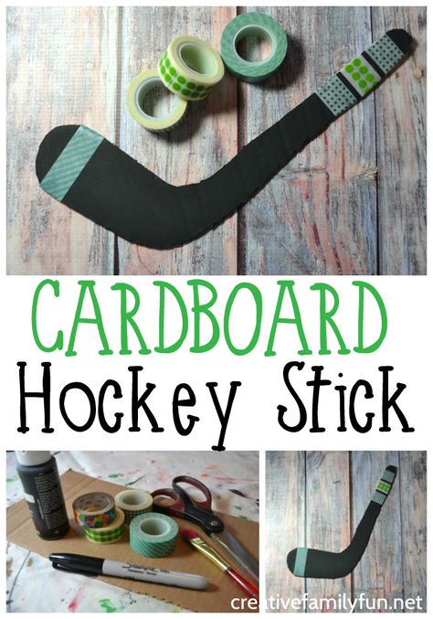 Your young hockey fans will love to make this simple Cardboard Hockey Stick craft. It's fun to make and use to decorate your room. #kidscrafts #kids #kidsactivities #recycledcraft Hockey Stick Crafts, Hockey Crafts, Sports Crafts, Game Day Quotes, Women History, Hockey Girlfriend, Ice Hockey Sticks, Hockey Art, Hockey Party