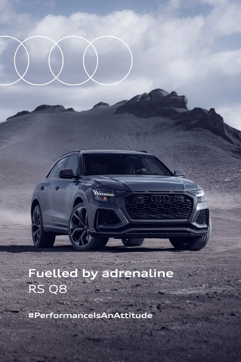 A summer where boundaries are pushed, and adventures are chased. Experience progress with the Audi RS Q8*. Photos by Tom Klocker. #Audi #PerformanceIsAnAttitude #AudiRSQ8 ----- *Audi RS Q8: Combined fuel consumption in l/100 km: 13.6–13.2; CO₂ emissions combined in g/km: 308-300. Only consumption and emission values according to WLTP and not according to NEDC are available for the vehicle. Further information: www.audi.com/dat. Audi Q8 Rs, Audi Rs Q8, Audi Q, Audi Q8, One Step Beyond, Vision Board Images, Dream Future, Asia Cup, Car Rentals