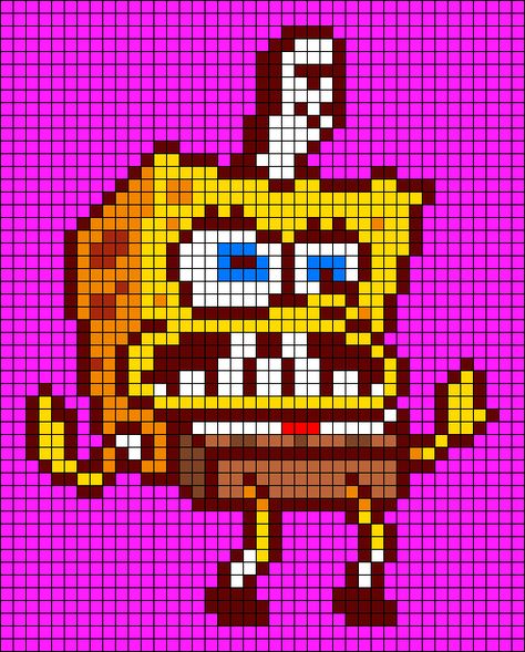 Alpha pattern #162253 | BraceletBook Alpha Pattern Spongebob, Spongebob Pixel Art Grid, Spongebob Alpha Pattern, Large Pixel Art, Simpsons Pixel Art, Spongebob Pixel Art, Crochet Grid Patterns, Handmade Birthday Card Ideas, Crochet Grid