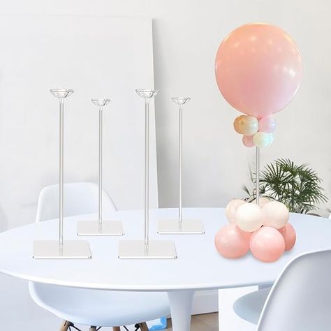 Amazon.com: TEKXYZ 15.75 Inch Height Clear Acrylic Balloon Stand for Table Centerpiece Decoration, Set of 4 : Home & Kitchen 60th Wedding Anniversary Decorations, Balloon Table Centerpieces, Sweet 16 Candelabra, Balloon Stand, Bridal Shower Balloons, Baptism Decorations, Raffle Baskets, Table Centerpiece Decorations, Event Centerpiece