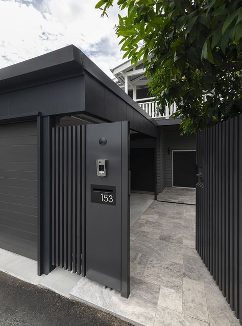 MERTHYR | Big House Little House - residential building design brisbane House Front Gate, Home Gate Design, Gate Designs Modern, Fence Gate Design, House Main Gates Design, House Fence Design, Modern Gate, Front Gate Design, Residential Building Design