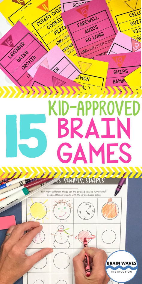 This collection of 15 brain games are perfect for kids in upper elementary and middle school classrooms. This games make kids think and plan in new and creative ways. Each game is low-prep and easy to implement. Check out this set of 15 kid-approved brain games perfect for the classroom! Dpa Activities Classroom, Brain Break Activities, School Buddy Activities, Thinking Classroom, Easy Fun Activities For Kids, Thinking Thursday Activities For Kids, Games For 3rd Graders, Teaching Ideas For Elementary, Easy Classroom Games