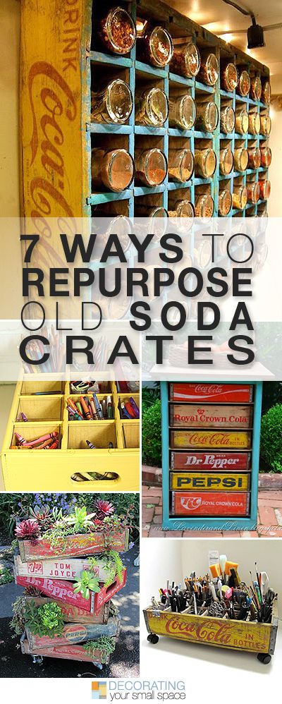 7 Ways to Repurpose Old Soda Crates • Great Ideas and Tutorials! Old Coke Crates, Coke Crate Ideas, Crate Decor, Vintage Soda, Crate Diy, Old Crates, Vintage Coke, Bottle Display, Wood Crates