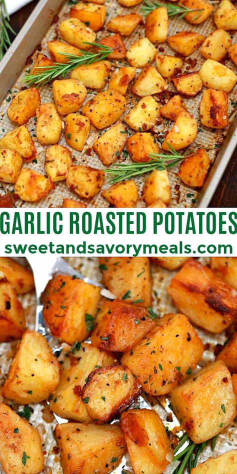 Garlic Potatoes In Oven, Picky Eater Meals, Roasted Garlic Potatoes, Garlic Roasted Potatoes, Roasted Potato Recipes, Savory Meals, Gardening Vegetables, Garlic Potatoes, Potato Recipes Side Dishes