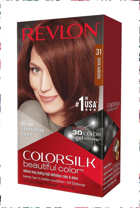 Revlon ColorSilk Haircolor, Dark Auburn, 4.40 Total Ounces (Pack of 3) Revlon Colorsilk, Hair Colour Design, Revlon Color, Auburn Brown, Light Auburn, Dark Auburn, Hair Color Formulas, Hair Dyes, Dimensional Color