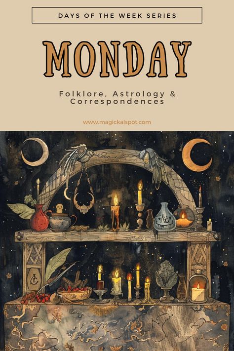 Dive into 'Monday: Folklore, Astrology & Correspondences' 🌜✨ Explore the mystical vibes of the Moon's day, from dreamy folklore to lunar astrology and magical correspondences. Perfect for those looking to harness Monday's tranquil energies for reflection, intuition, and healing. Embrace the moonlit path to start your week with serenity and a touch of magic. 🌊🔮 #MoonMagic #MondayMystique Witchy Hobbies, Magic Correspondences, Lunar Astrology, Witchy Recipes, Moonlit Path, Cleansing Spells, Magical Correspondences, Monday Magic, Pagan Life