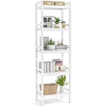 Bookshelf Metal, 5 Tier Bookshelf, Modern Shelving Units, Corner Lights, Metal Storage Shelves, Industrial Bookcases, Narrow Shelves, Bamboo Shelf, Pantry Shelving