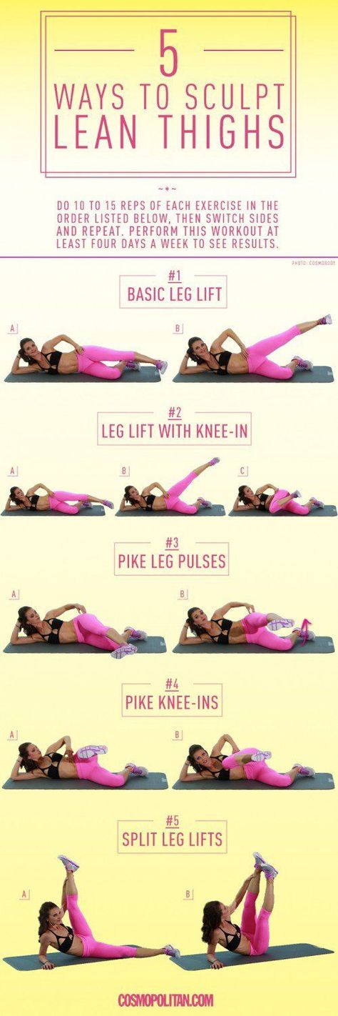 5 Workouts for Lean Thighs | 14 Best Fitness Workouts for Head to Toe Toning, check it out at http://makeuptutorials.com/best-fitness-workouts-makeup-tutorials Workout Makeup, Thigh Exercises, Motivation Fitness, I Work Out, Leg Workout, Get In Shape, Fit Girl, Healthy Body, Cosmopolitan